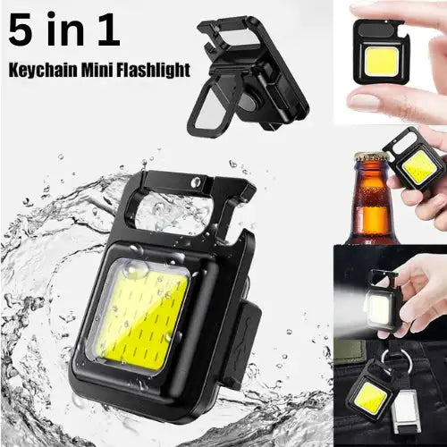 5 in 1 Mini Rechargeable Keychain LED COB Flashlight