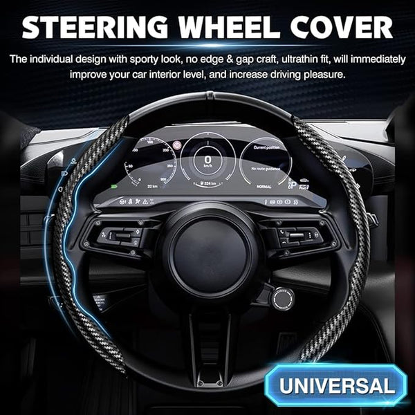 Carbon Fiber Silicone Anti-Slip Steering Wheel Cover (2 Side Set)