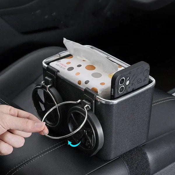 Car armrest Storage Box with 2 Foldable Cup Holder Multifunctional Universal car Console Box