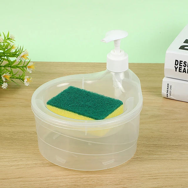 Double Layer 2 in 1 Liquid soap Dispenser with Pump and Sponge