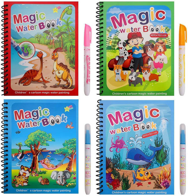 Reusable Kids Magic Water Quick Dry Book (Pack of 4 Books)