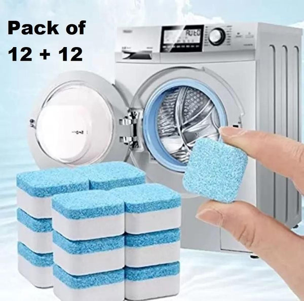 Cleaning Tablet-Washing Machine Cleaning Tablet Deep Cleaning Detergent Tablet Pack of 12 + 12