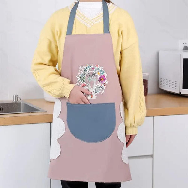 Kitchen Apron for Women with Big Front Pocket Hand-Wiping Waterproof Apron for Kitchen (pack of 2)