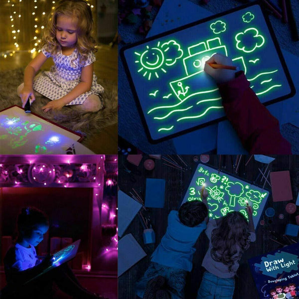 Kids Learning Drawing Magic Pad Light Up Drawing Pad Board Draw, Sketch, Create, Art, Write, Learning Tablet, Multicolor