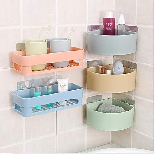 Plastic Bathroom Kitchen Office Organizer Wall Mounted Shower Storage Rack Plastic Wall Shelf  (Number of Shelves - 5) Combo Pack